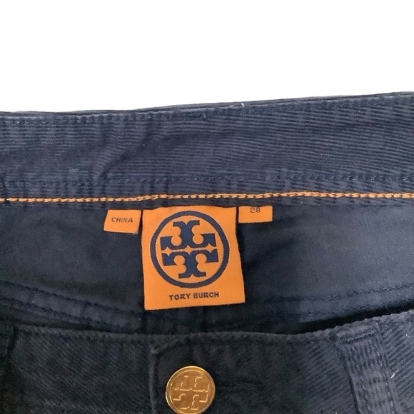 Tory Burch Classic Tory Corduroy Bootcut Pants Sz 28 Navy Cords - Picture 3 of 7